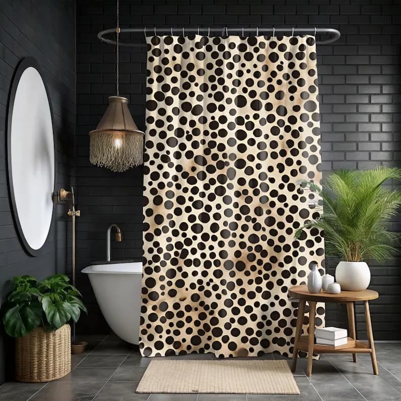 Tenda da doccia colorata con stampa Leone: arredamento da bagno moderno ed elegante e regalo unico per lei o lui
