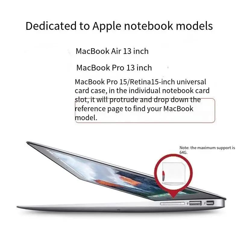 Esclusivo per laptop Apple MacBook Pro 13 Espansione e espansione del disco rigido Lettore di schede MacBook Pro Supporto per schede MacBook 15 Memoria TF