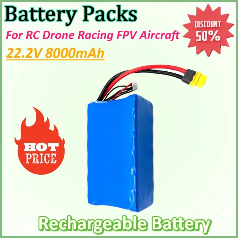 New 6S2P 22.2V 8000mAh - 21700 P45A for Molicel Magic Power Low - Temperature Batteries for RC Drone Racing and FPV Aircraft