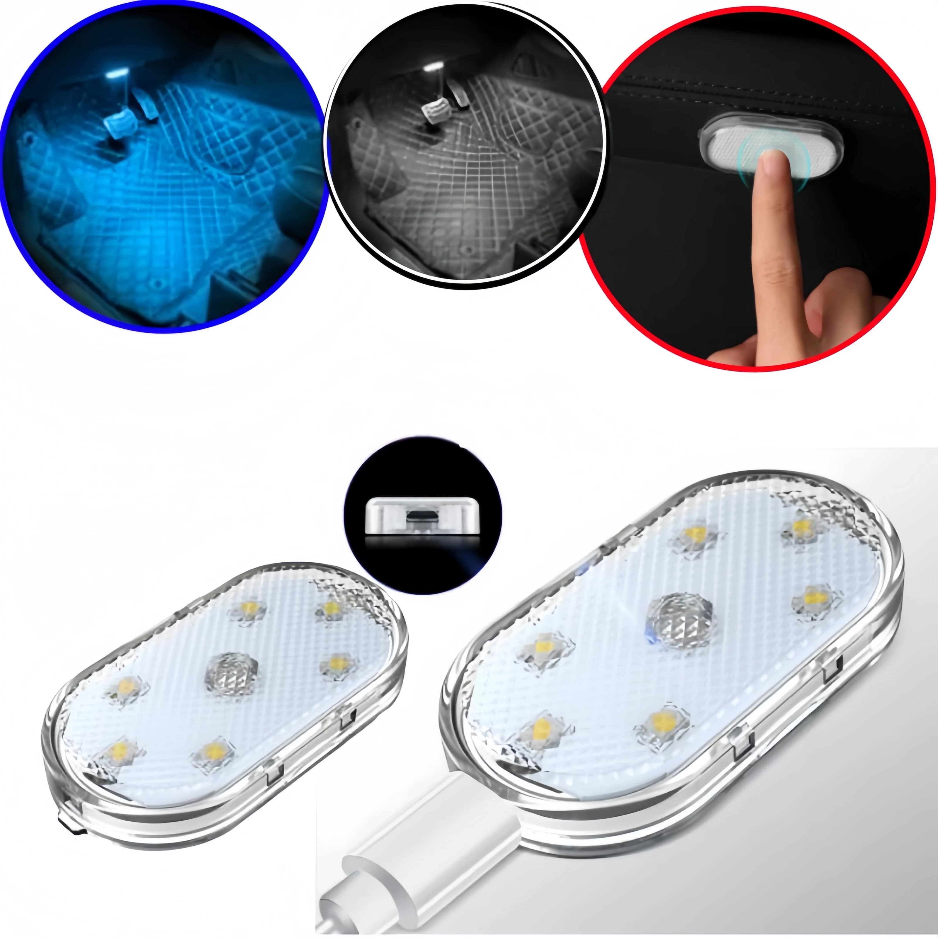 Luce LED Ricaricabile per Auto con Sensore Touch USB, Lampada Magnetica Wireless per Interni, Tetto e Soffitto, Luce di Lettura e Atmosfera
