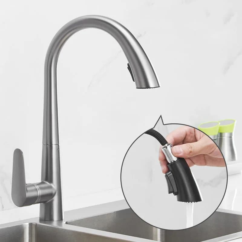 STARON Rubinetto da cucina estraibile Testa di spruzzo nascosta Ugello a doppia modalità Miscelatore acqua calda fredda Rubinetto gru Rubinetti lavello cucina