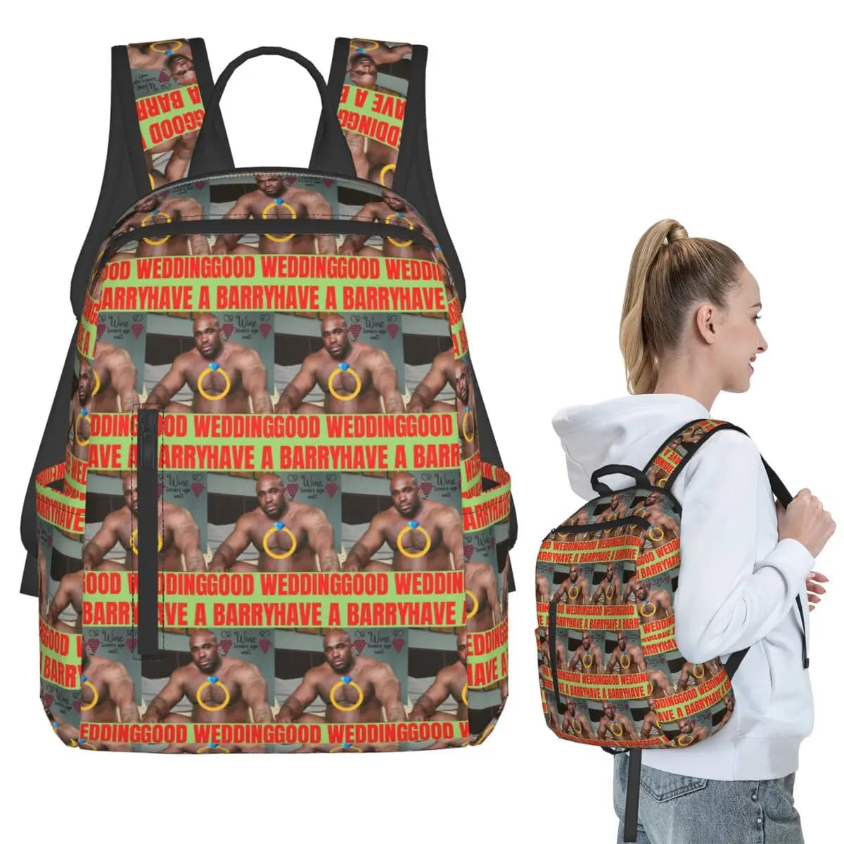Big Dick Black Guy Meme Barry Wood Backpack Student BookBag Kids School Bag Computer Shoulder Bags Boys Girls