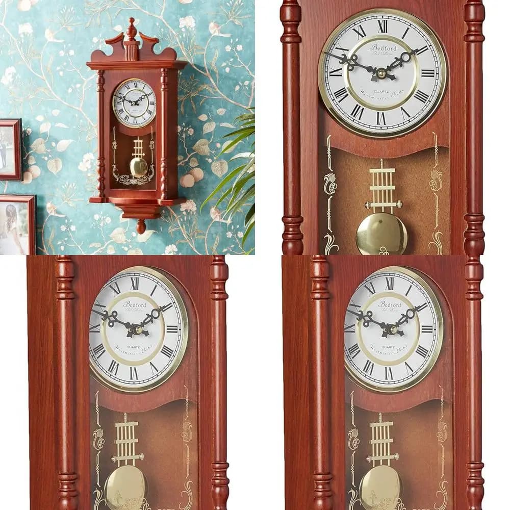 Orologio da Parete in Legno di Sequoia con Pendolo e Carillon - Collezione Bedford
