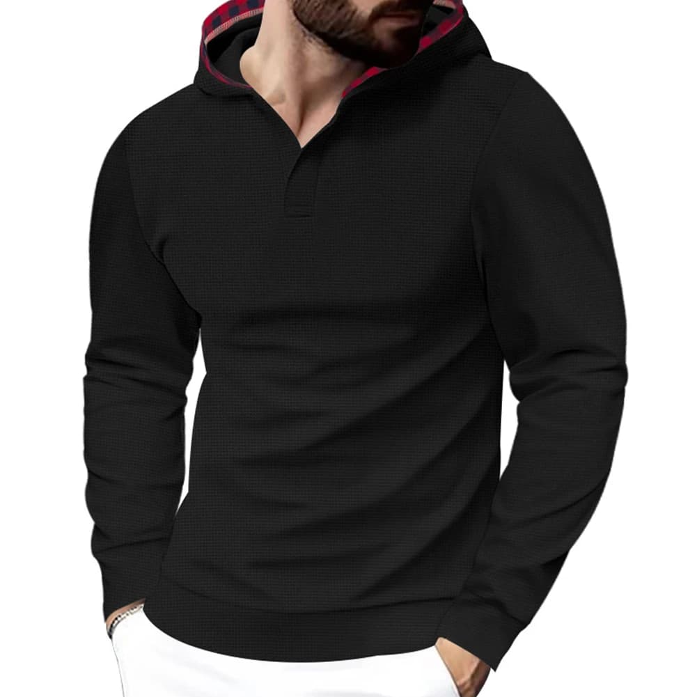 Felpa Casual per Fitness, Abbigliamento Sportivo Elegante a Quadri, Manica Lunga, Abbigliamento per Bodybuilding, Stile con Cappuccio