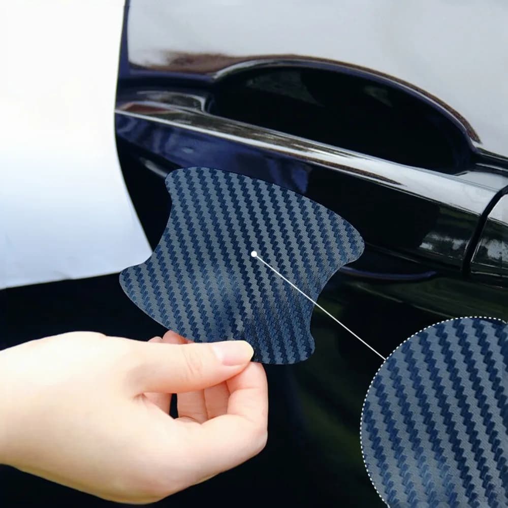 4 Pcs Car Door Universal Vehicle Model Handle Protective Film Carbon Fiber Stickers Scratch Resistant Covers Exterior Accessorie
