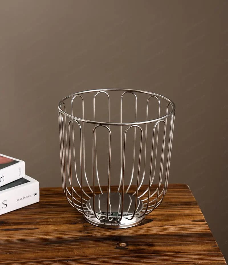 Cestino portaoggetti per frutta in acciaio inossidabile 304, cesto portaoggetti vuoto semplice per soggiorno, cesto per frutta e verdura, lusso leggero