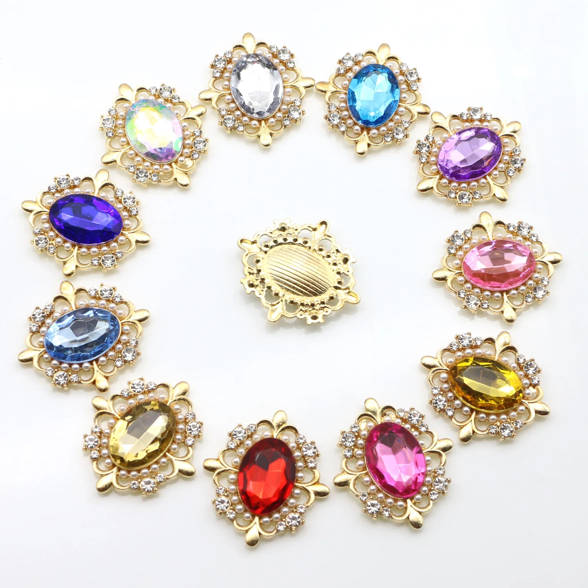 Nuovo 5 pz/Lot29 * 32MM oro metallo lega acqua diamante ovale delicato e bello adesivo abbigliamento accessori gioielli fai da te Sewin