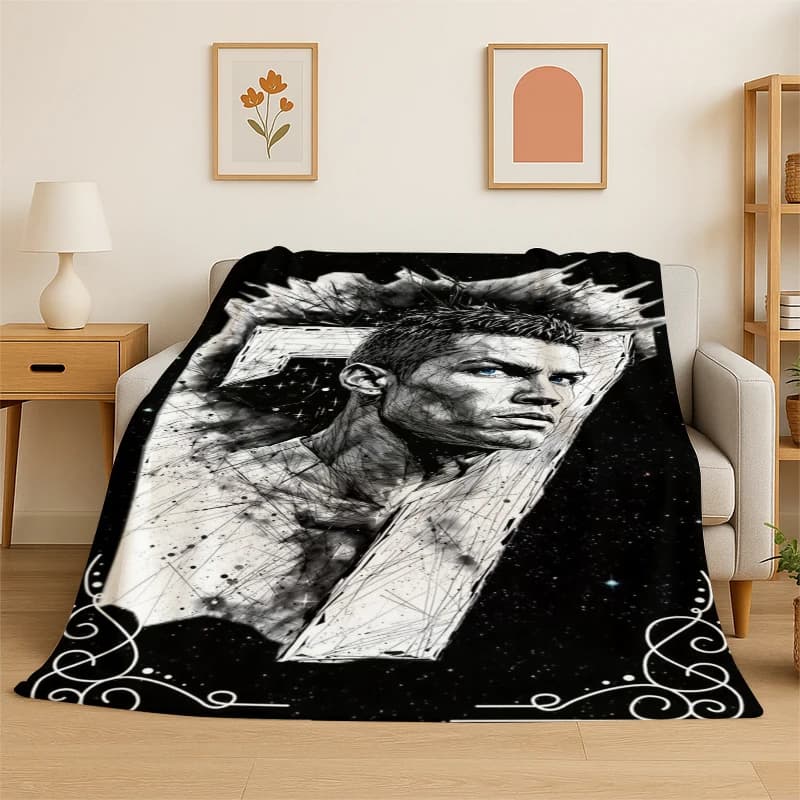 Coperta in flanella CR12 Goat R-Ronaldo Football Star, morbida e calda, per camera da letto, soggiorno, letto, viaggi, campeggio, picnic, bambini