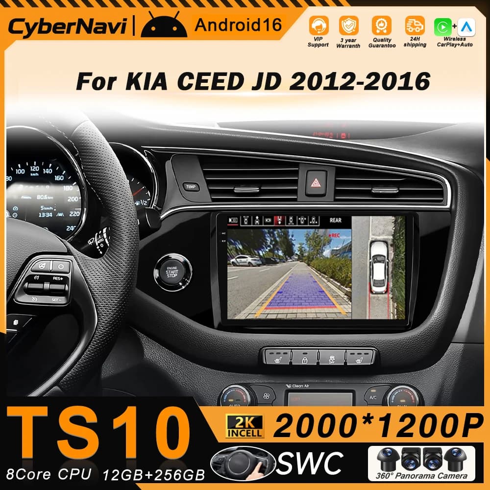 Android 16 Carplay per Kia CEED 2 JD 2012 - 2018 Radio Stereo Lettore Multimediale GPS Bluetooth DSP Senza 2din DVD Stereo Schermo QLED