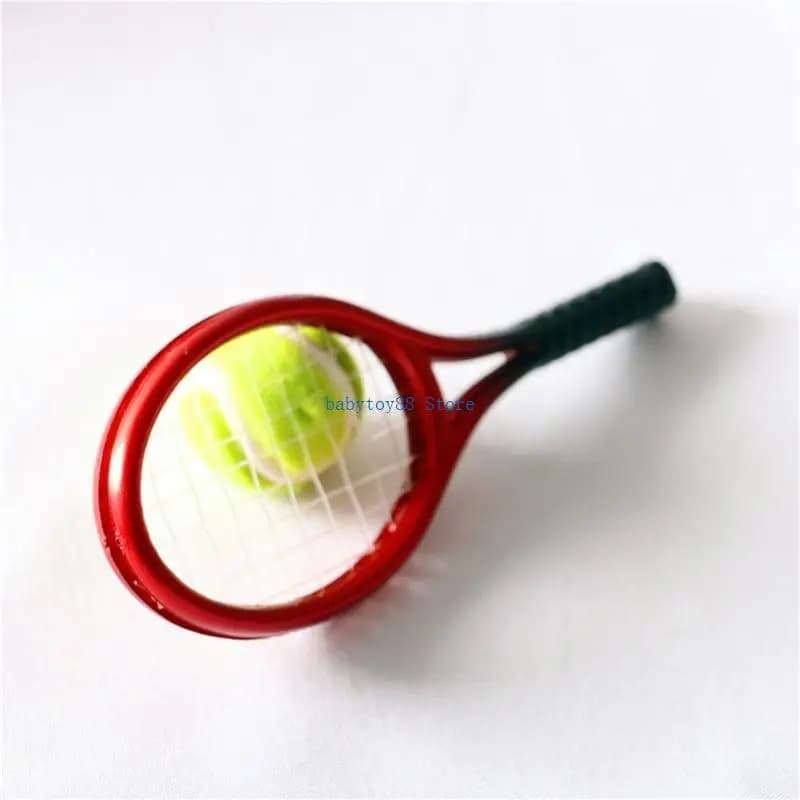Y4UD Model tennis ball with racket for tennis home accessories in studio