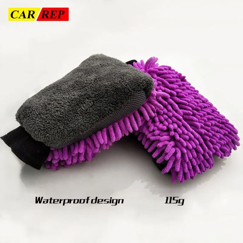 Guanti per lavaggio auto Guanto in ciniglia bifacciale Guanto per pulizia auto spesso Guanto per dettagli in cera Cura automatica Panno per lavaggio Stracci morbidi
