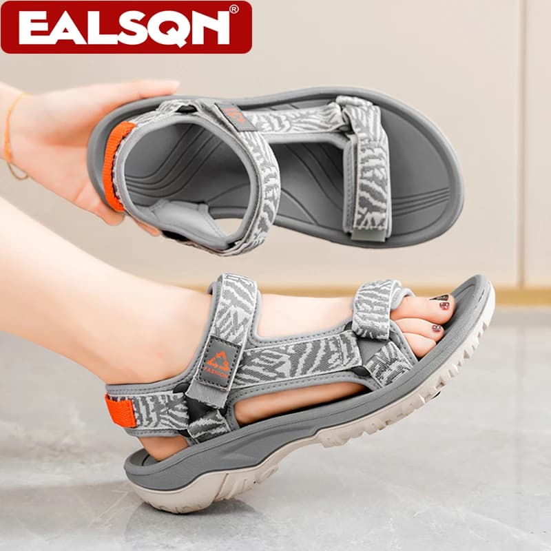 Sandali traspiranti con punta aperta per donna Sandali da passeggio piatti casual da esterno Scarpe da donna alla moda antiscivolo