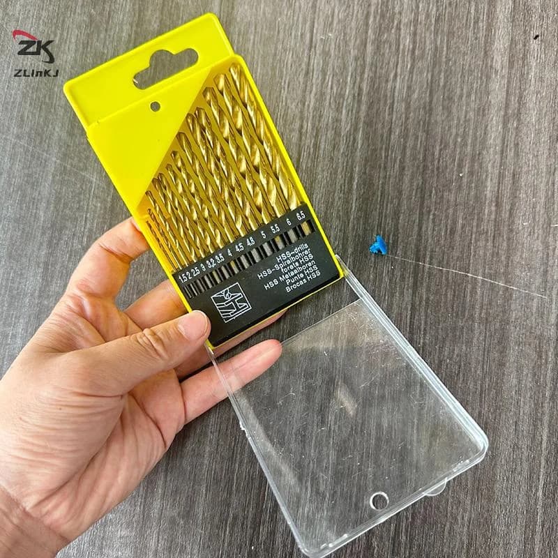 13 pezzi 1.5mm-6.5mm set di punte da trapano elicoidali kit di punte metriche lavorazione del legno strumenti per punte di metallo per piastrelle di ceramica vetro marmo cemento