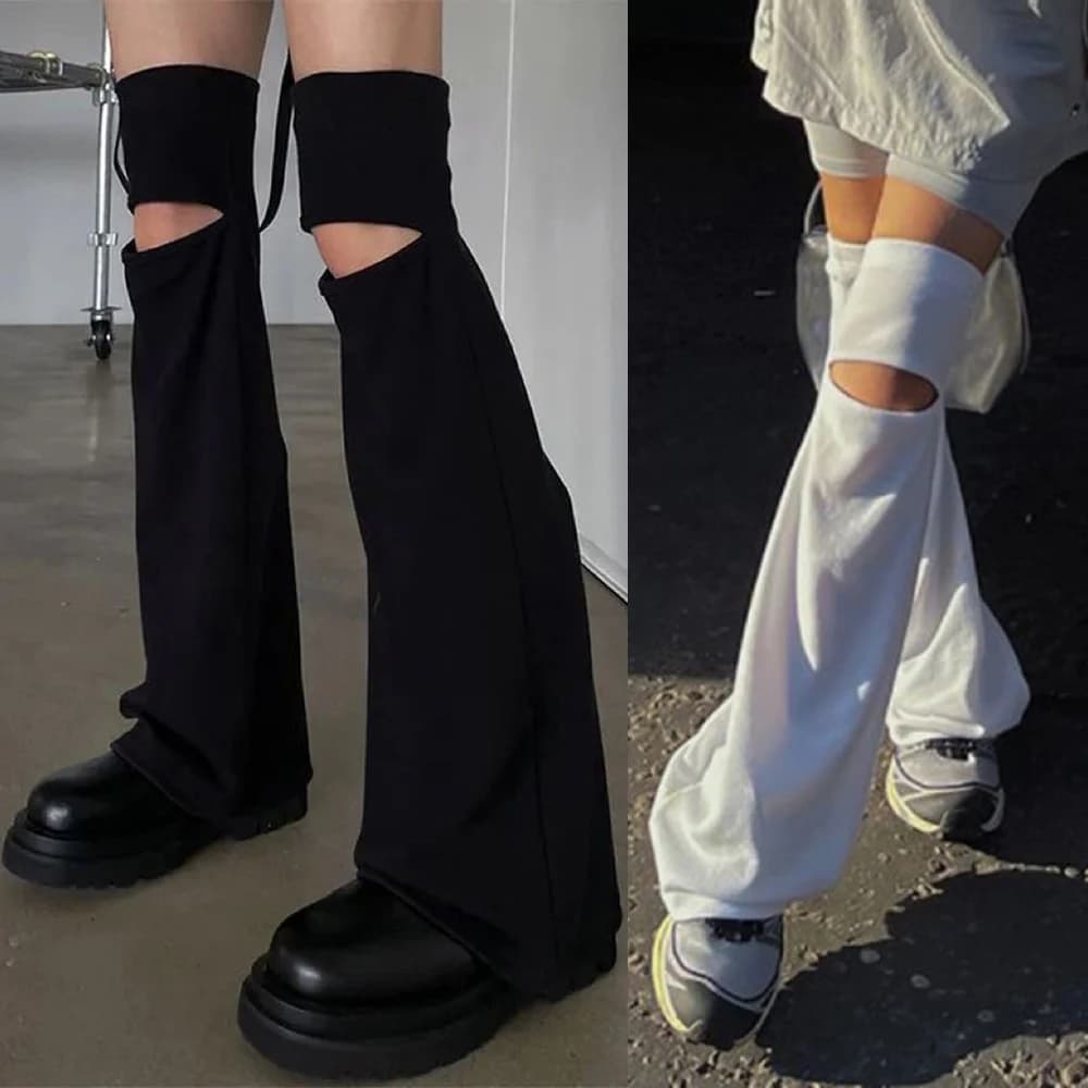Scaldamuscoli scavati copri calzini Harajuku Sweet Cool Girls scaldamuscoli svasati al ginocchio Y2k protezione solare coprigambe 2024 nuovo