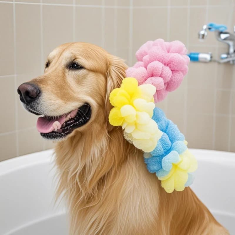Colorful pet bath scrubber-soft & powerful foaming bath strip towel for Dogs & Cats showering, ideal cleaning for pet bathing
