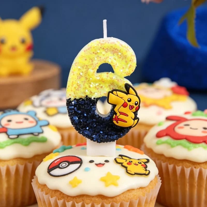 Candele Creative Serie Pikachu, Candele a Forma di Personaggi dei Cartoni Animati Kawaii, Numeri da 0 a 9, Accessori per Feste di Compleanno per Ragazzi e Ragazze