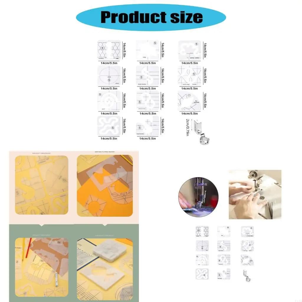 F19B 13 Pcs Acrylic Sewing Ruler Sewing Stencil Template Frees Motion Quilting Template Set Quilting Ruler Quilting Tool