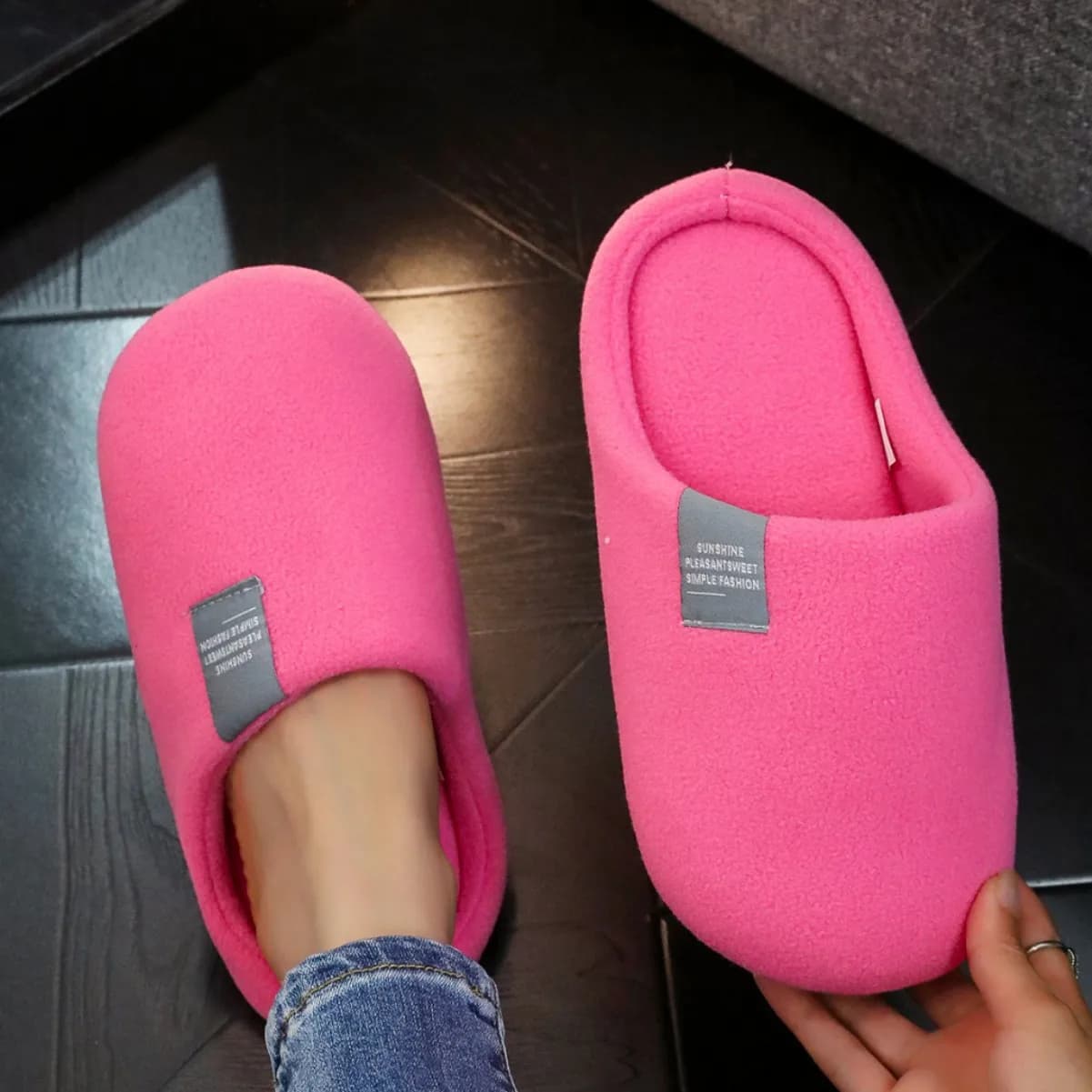 Autunno Inverno Solid Pantofole Donna Uomo Camera da letto per la casa Pavimento Coppia Peluche antiscivolo Punta chiusa Design Scarpe basse per la casa Zapatos