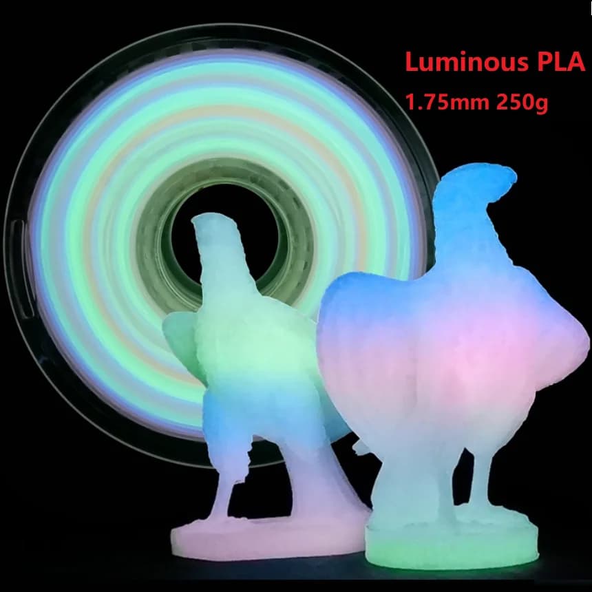 Filamento luminoso PLA 1,75 mm 250 g Filamento 3D Arcobaleno PLA Glow In The Dark Stampa 3D Materiale plastico trasparente Blu Verde