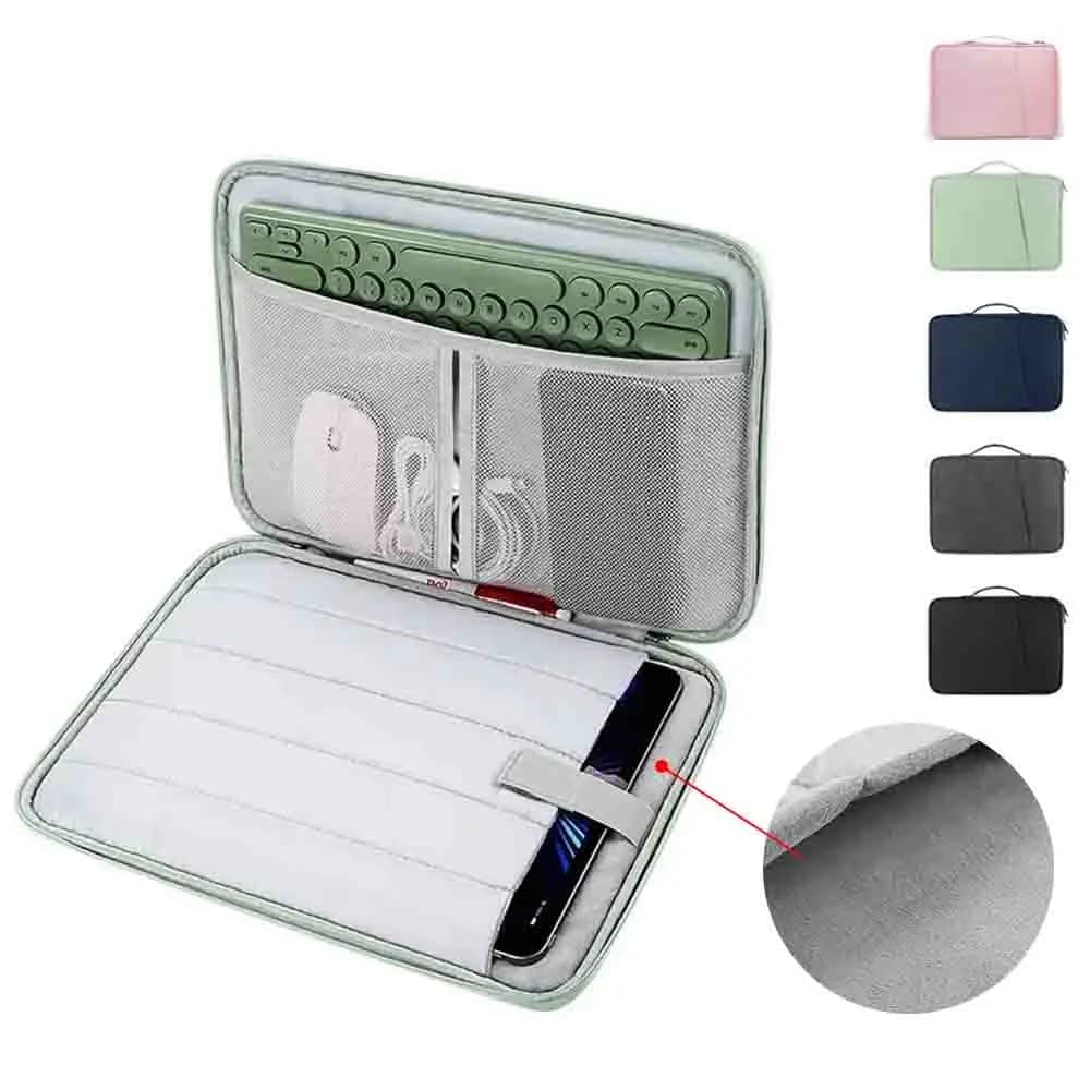 Borsa portatile e pieghevole impermeabile antiurto con manico in tinta unita, custodia per laptop da 11-13 pollici, borsa per computer portatile.