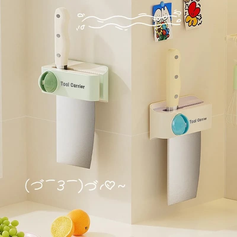 Kitchen Knife Holder without punching for dopamine Kitchen Knife Holder Wall holder for home with built-in sharpening stone