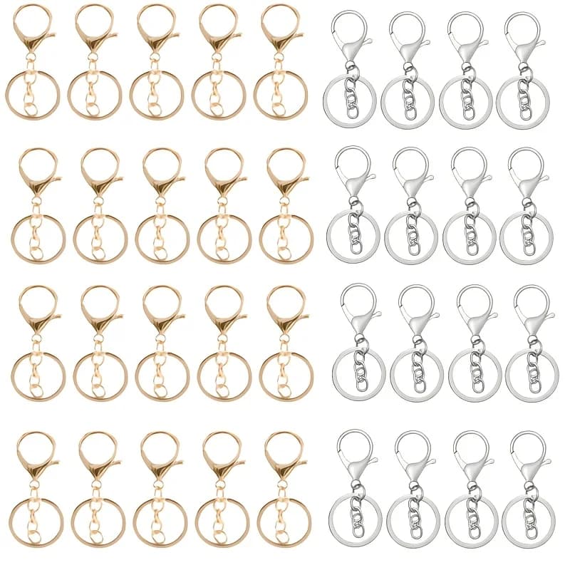 36pcs Lobster Clasps Spring Hooks Jewelry Making Keychains Chain Flat Key Rings for Keychains, Purse Charms Dog Leash Supplies