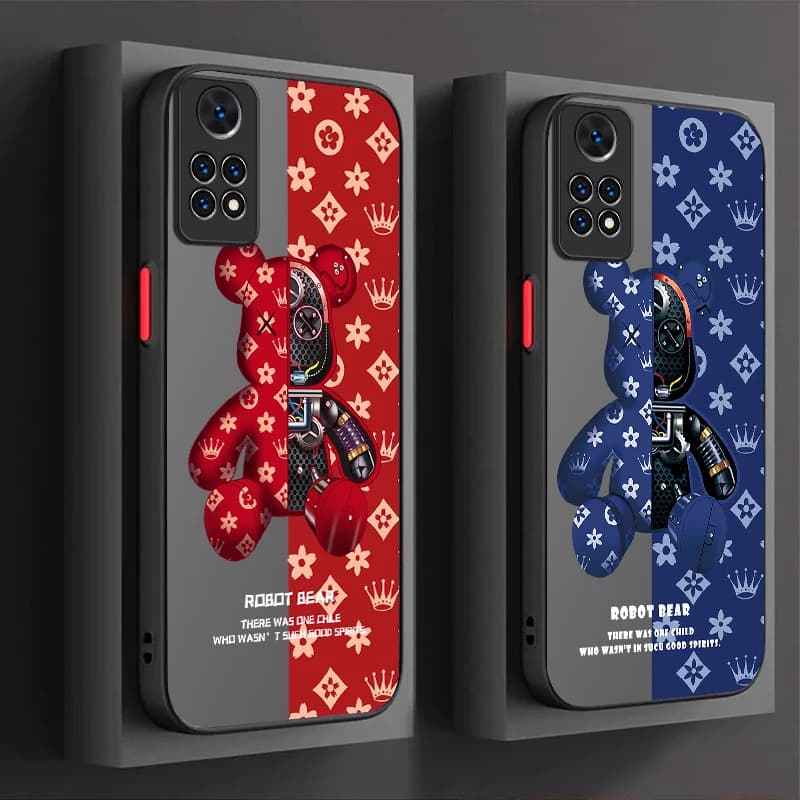 Moda Robot Orso Cassa Del Telefono Per Xiaomi Redmi Nota 14 13 12 11 Pro Plus 5G 12S 11S 10S 10 9 Redmi 14C 13C 12C 12 4G A3 A3X Etui