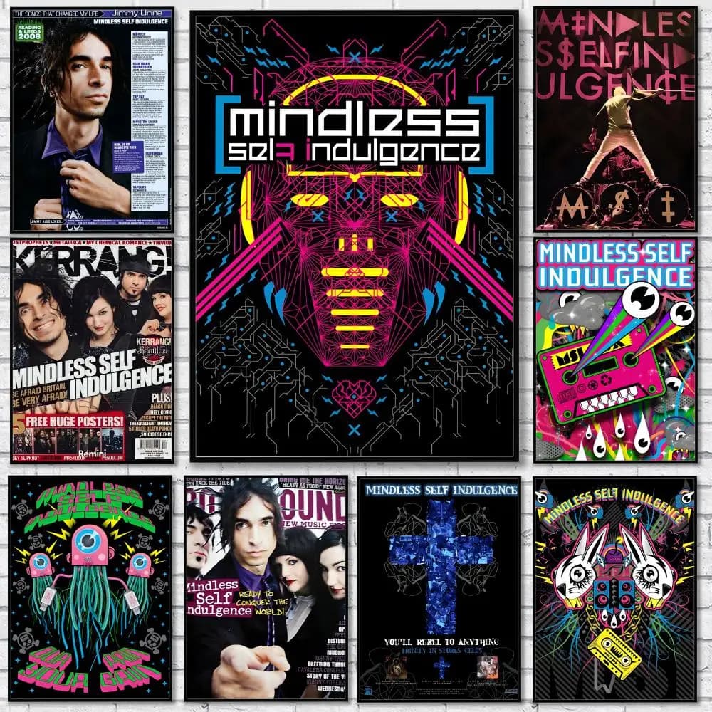 Poster Band Mindless S-Self I-Indulgence, Wall decal Waterproof HD, Poster Artistic Self-adhesive Resistant to fade, Home Decoration and Room