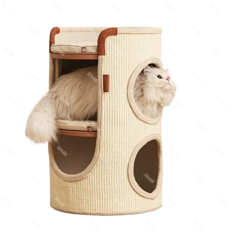 Casa Albero per gatti Struttura da arrampicata per gatti di piccolo spazio Foro per albero Tiragraffi per nido per gatti Torre in sisal multistrato