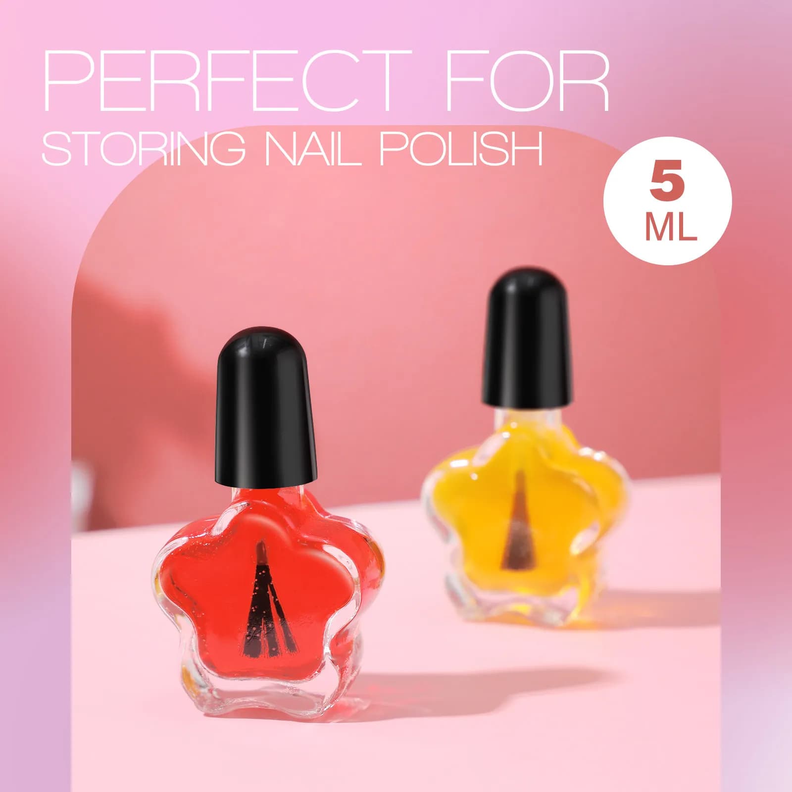 10Pcs Empty Nail Polish Bottles Glass Mini Portable Leak Proof Transparent Black for DIY Nail Art Home Travel Storage Containers
