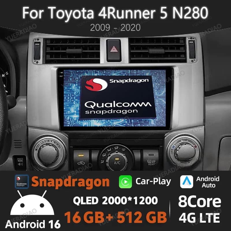 Android 16 Car Radio For Toyota 4Runner 5 N280 2009 - 2020 Head Unit GPS NAVI 4G WIFI 2DIN Multimedia Stereo Video Player BT