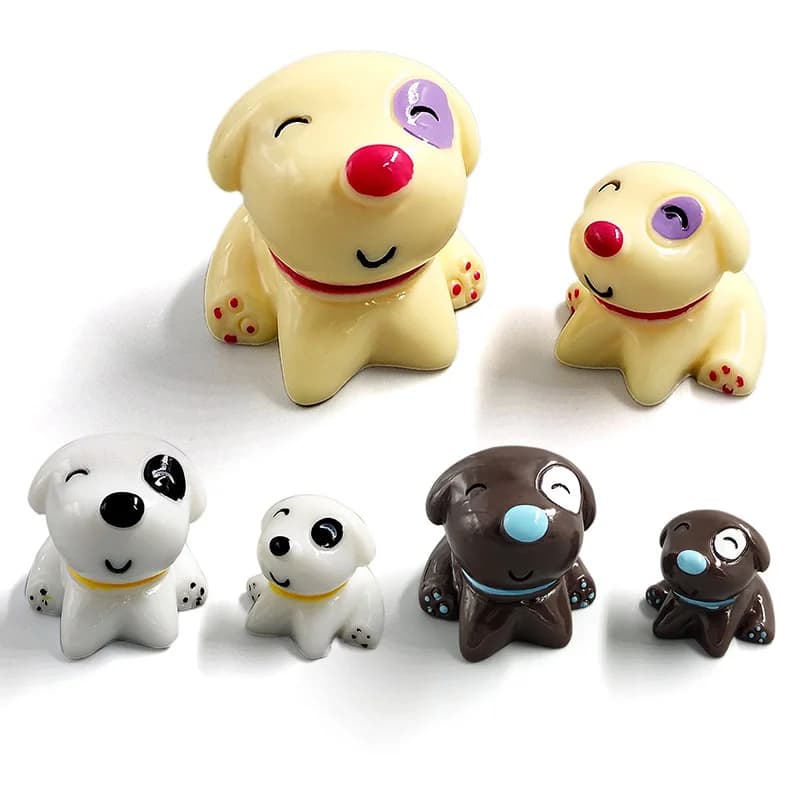 2pcs Little Dog Puppy Miniature Figurine Cartoon Animal Character Fairy Garden Home Ornament Desk Decoration DIY Accessory