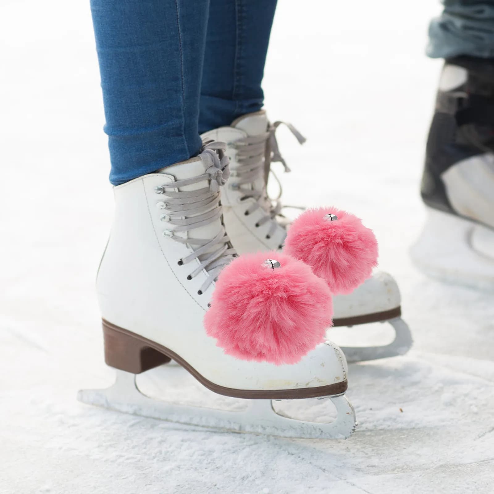 2 Paia di Lacci con Pompon per Pattini a Rotelle, Scarpe da Ghiaccio, Stivali da Pattinaggio, Accessorio Moda per Attrezzatura da Pattinaggio, Decorazione per Lacci