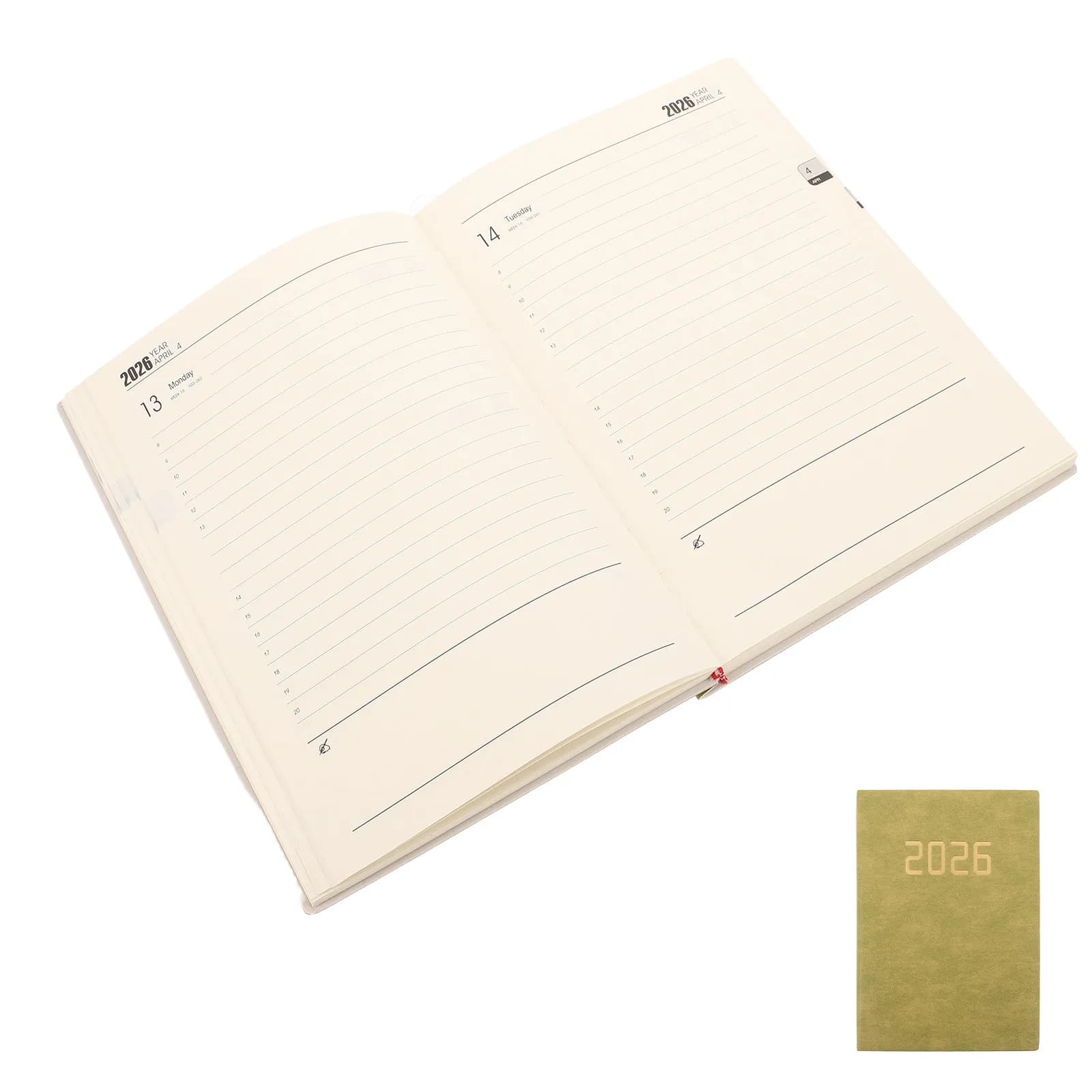 A5 Daily Planner Notebook 2026 PU Cover Dated Daily Agenda Planner Business Appointment Book Portable Organizer Journal