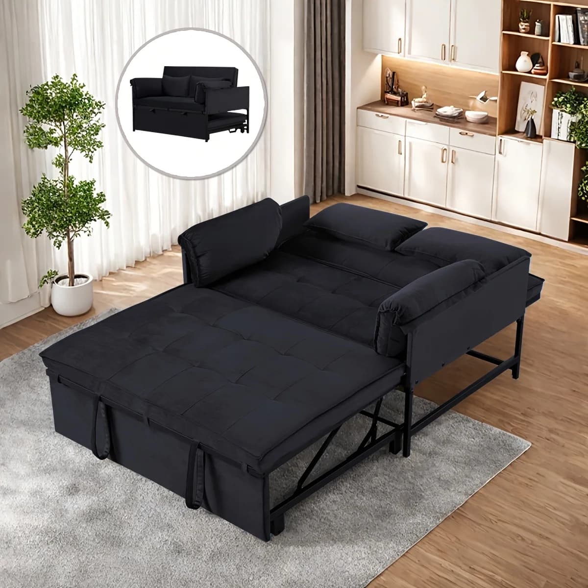 Regalo di San Valentino - Divano Letto Reclinabile in Velluto a Tre Colori, Convertibile a 2 Posti per Casa