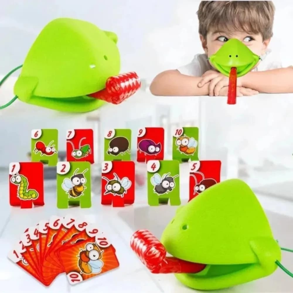 Gioco da Tavolo con Maschera di Rana e Lucertola, Lingua Oscillante, Carte da Leccare, Giocattoli Antistress Divertenti per Bambini e Famiglia