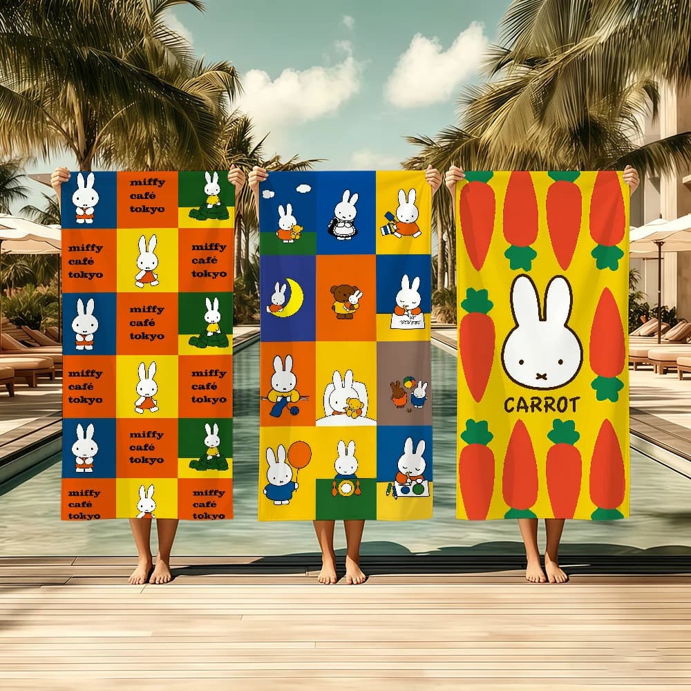 M-MiffyS Asciugamano in tessuto con cartoni animati, accappatoio da spiaggia, ad asciugatura rapida, leggero, portatile, per campeggio, piscina, viaggi