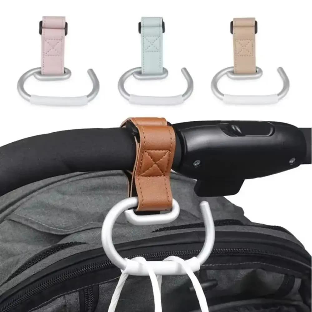 Ganci per passeggino creativi in PU Carrello in tinta unita Organizzatore Gancio per appendere Accessori per passeggino per cartoni animati Carrello per accessori per passeggino