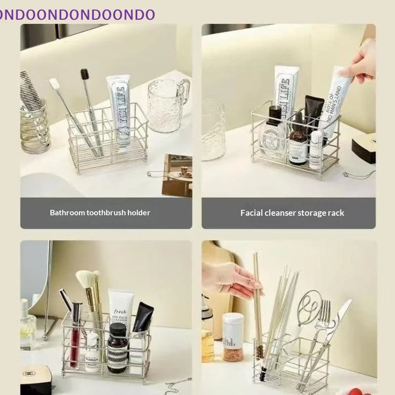 Stainless Steel 5-Slot Toothbrush Holder Freestanding Space Saving for Hotel Home Bathroom Countertop Use