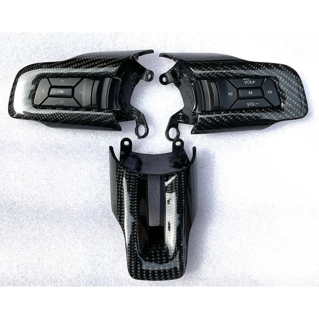 Vero Volante In Fibra di Carbonio Copertura Trim Modanature Per Ford Mustang 2015 2016 2017 2018 2019 2020 3 Pz