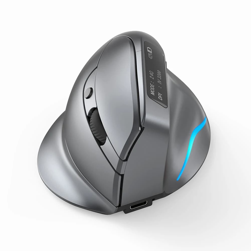 Mouse da Gaming Verticale F-26C Ergonomico 3200DPI con 8 Pulsanti, Ricaricabile 2.4G per PC, Laptop, Ufficio e Casa