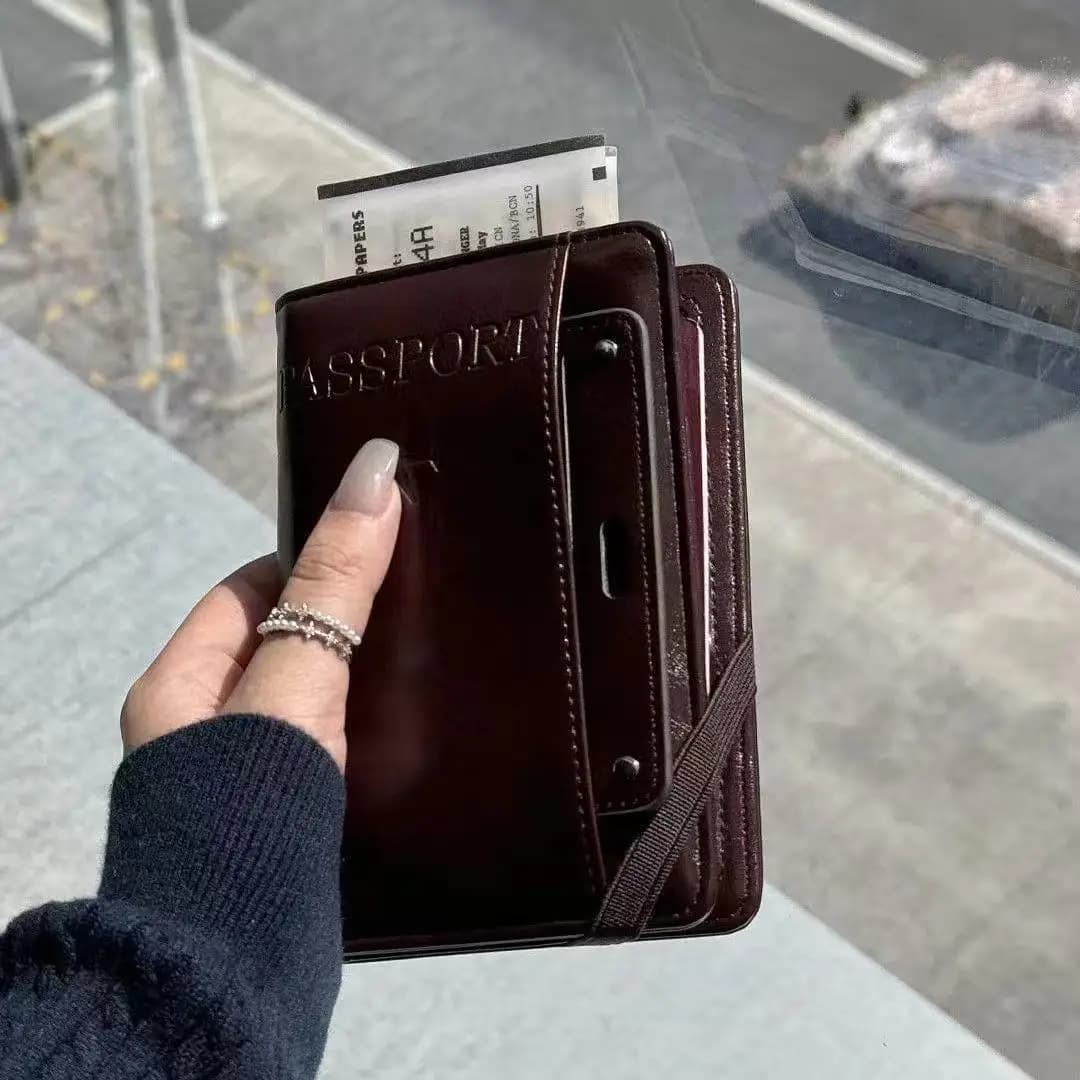 Porta Passaporto Multifunzionale in Stile Coreano, Porta Documenti di Viaggio in Pelle con Scomparti Multipli, Nuovo Design