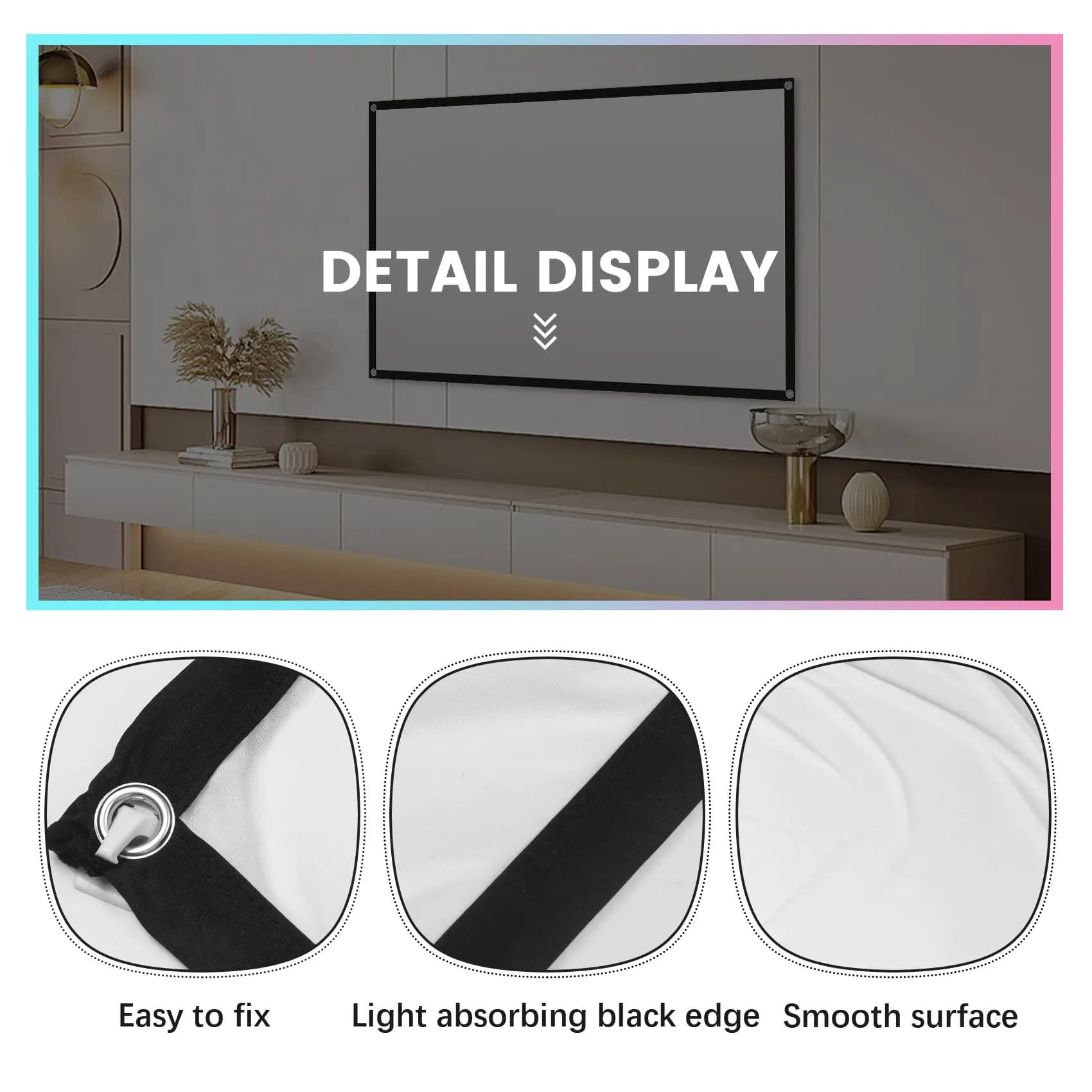 Schermo per proiettore portatile HLES per home theater esterno HD bianco pieghevole anti-piega (60 pollici)