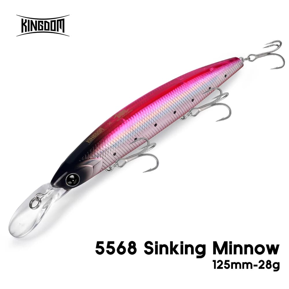 Kingdom Sinking Minnow Esca da Pesca 125mm 28g Esca Artificiale Dura Wobbler per Lanci Lunghi Esca per Tonno GT in Acqua Salata
