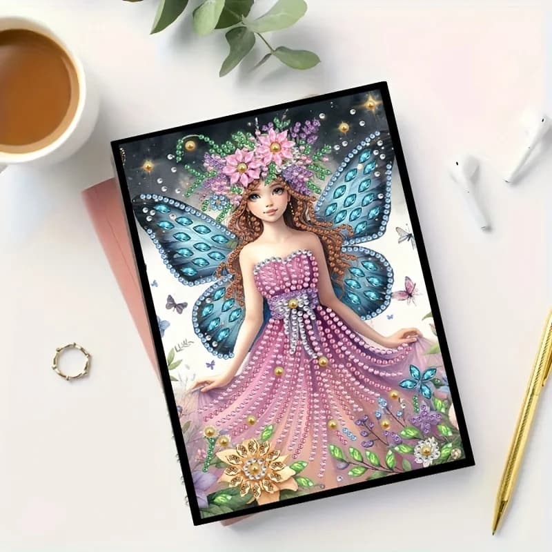 Fai da te cartone animato farfalla fata pittura diamante notebook a forma speciale diamante arte mosaico diario sketchbook casa studio arredamento regalo