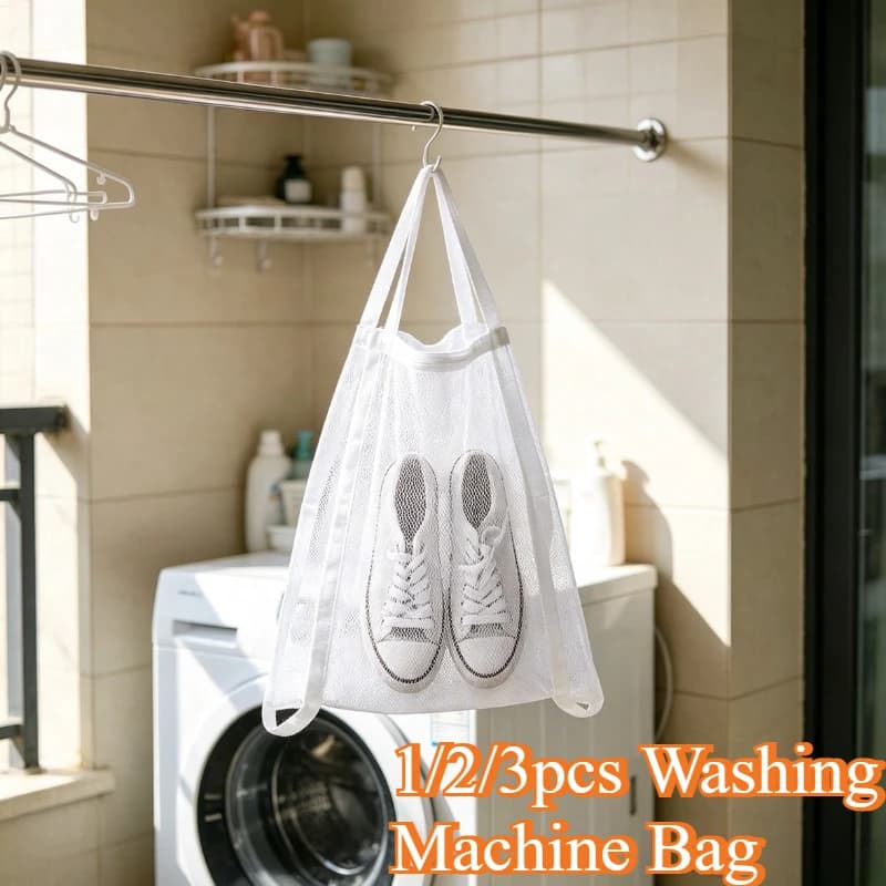 1/2/3 Pcs Sneaker Washing Machine Bag Mesh Washing Bag,Portable Laundry Dryering Net Bags for Shoes,Dryer Door Shoe Net Bags