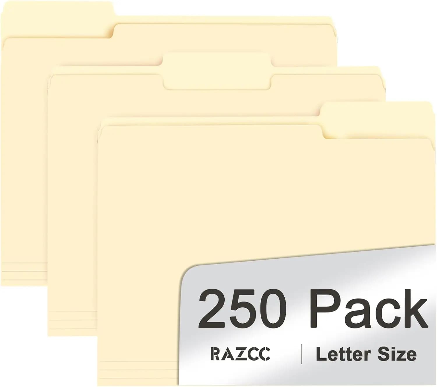 Confezione da 250 Cartelle in Cartoncino Manila con Linguette Tagliate a 1/3, Formato Letter per Facile Organizzazione e Archiviazione