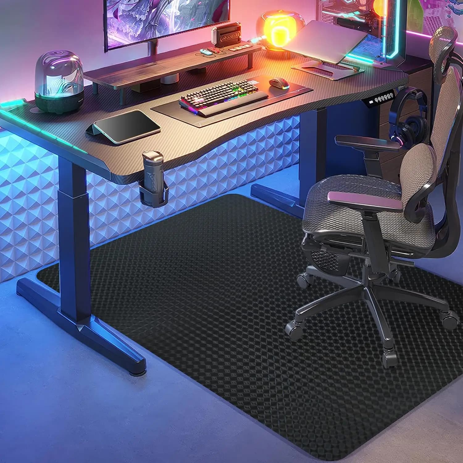 Tappetino per sedia da gaming per pavimenti in legno, tappetino per computer in PVC da ufficio 48"×36", protezione per pavimenti facile da spostare per sedie con rotelle