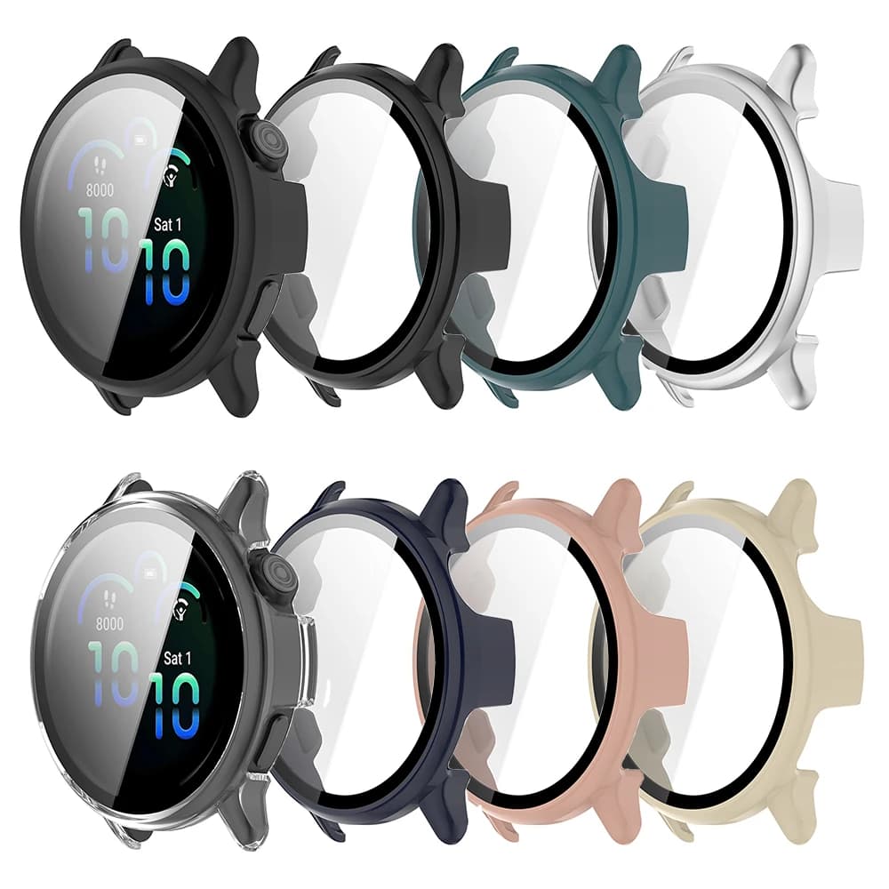 Custodia per PC + vetro per Garmin Vivoactive 6/Vivoactive 5/GarminActive 5 Protezione per schermo intero Shell Frame Cover