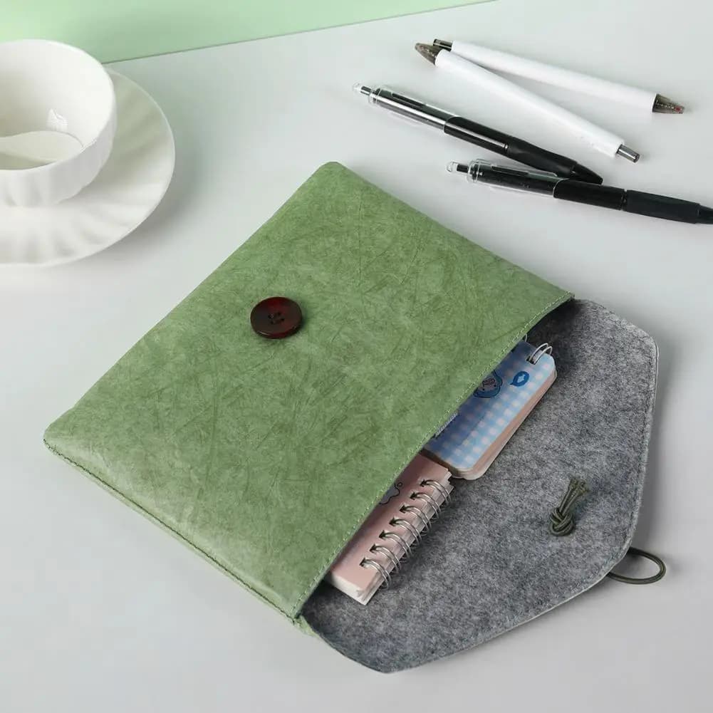 24*16cm Tyvek Paper File Folder With Liner Waterproof Portfolio Envelope Holder Button Closure For IPad Stationery Organizer